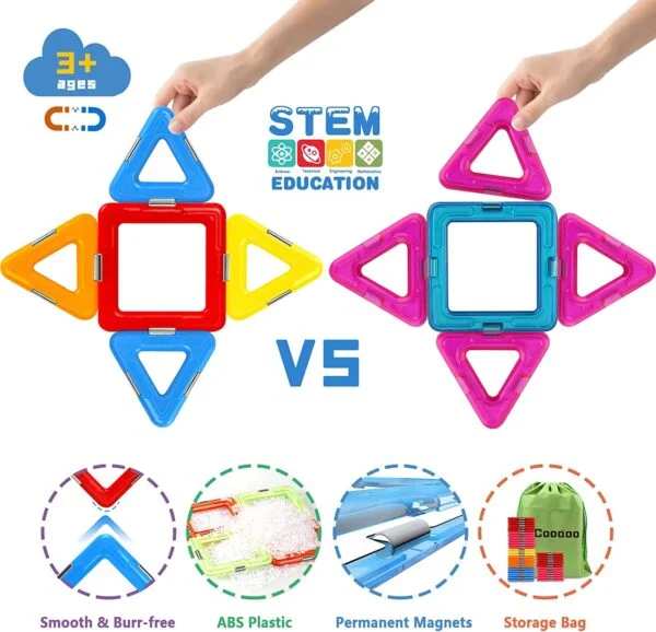 Upgraded Magnetic Blocks Tough Building Tiles STEM Toys - Image 4