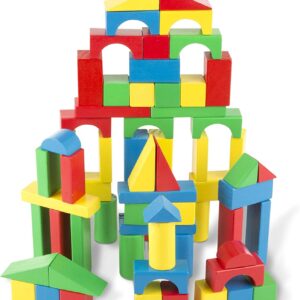 100 Pieces Wooden Blocks Colorful Building Set