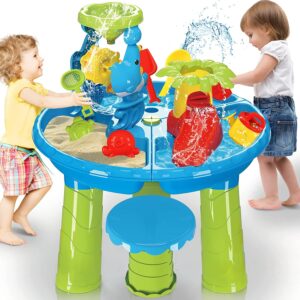 3-in-1 Sand Water Table Play Set for Kids with Beach Tools